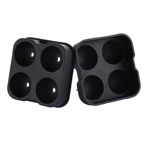 Black 4-Cavity Silicone Ice Ball Maker Tray